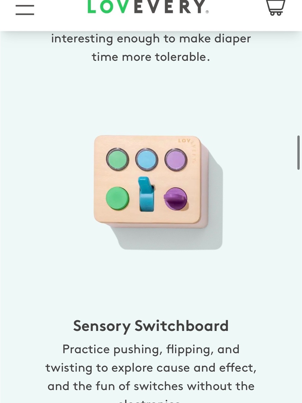 Lovevery Sensory Switchboard - Green, Blue, Purple